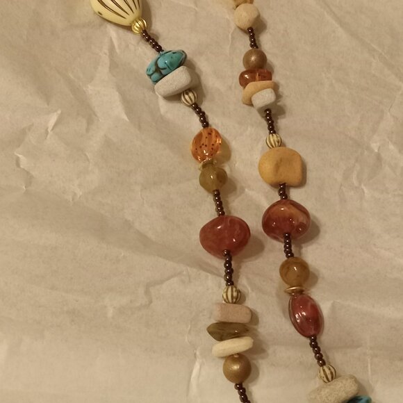 Unique long statement necklace decorated with stones, crystals, etc - Picture 4 of 6